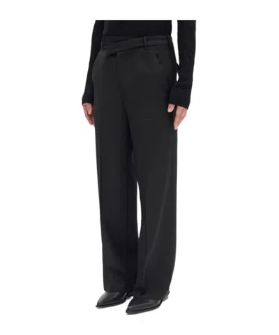 Ann Demeulemeester Wrap-front Wool Pants In Black