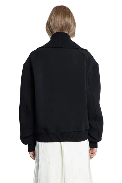 Jil Sander Wool Blend Bomber Jacket With High Collar In Black