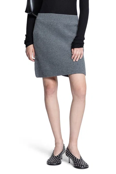 Jil Sander Wool High Waist Miniskirt In Gray