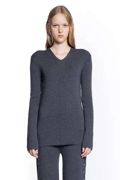 Jil Sander V-neck Wool Jumper In Gray