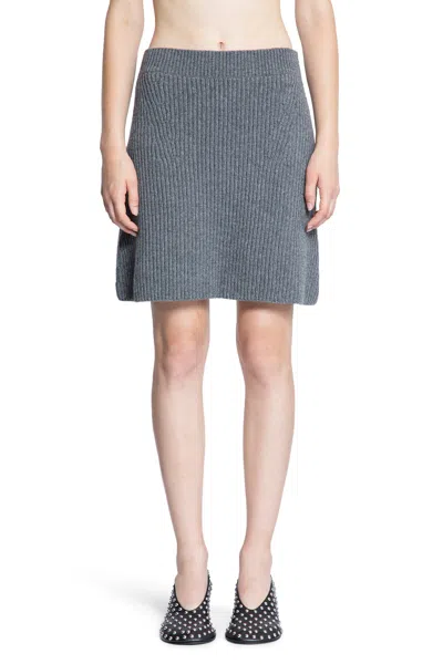 Jil Sander Wool High Waist Miniskirt In Gray