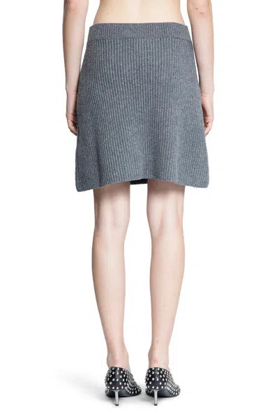 Jil Sander Wool High Waist Miniskirt In Gray