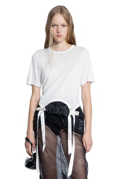 Simone Rocha Off-white Bow Tail Easy T-shirt In White