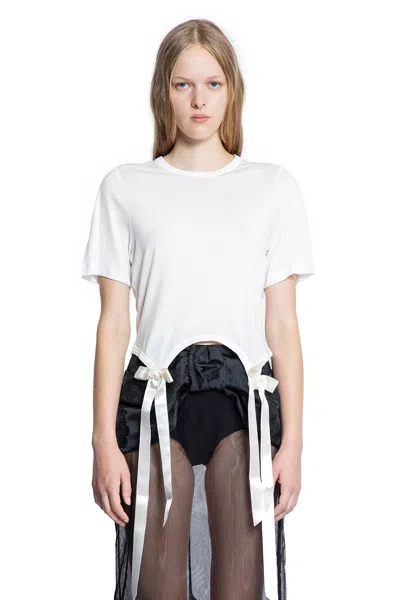Simone Rocha Off-white Bow Tail Easy T-shirt In White
