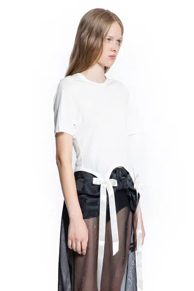 Simone Rocha Off-white Bow Tail Easy T-shirt In White