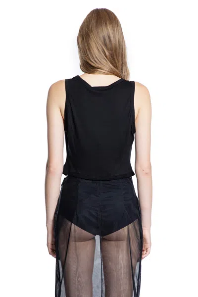 Simone Rocha Tank Top With Bow Tails And Asymmetric Hem In Black