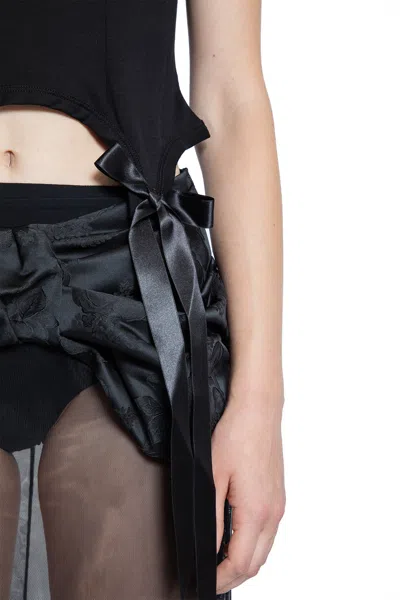 Simone Rocha Tank Top With Bow Tails And Asymmetric Hem In Black