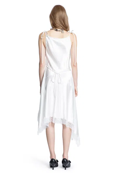 Acne Studios Asymmetric Lace-trimmed Satin Minidress In White