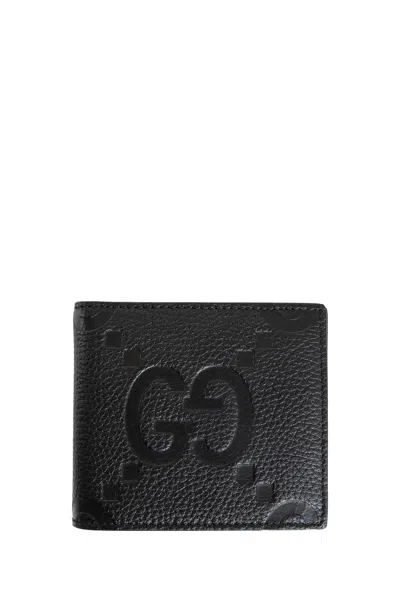 Gucci Jumbo Gg Leather Wallet In Black