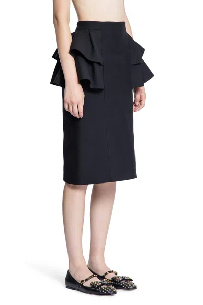 Valentino Black Skirt With Ruffles On The Sides In Black