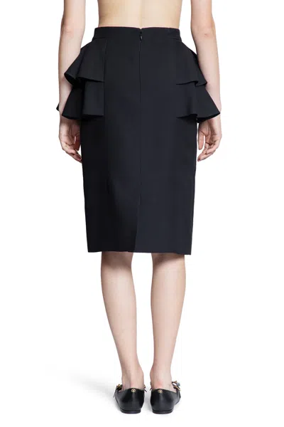 Valentino Black Skirt With Ruffles On The Sides In Black