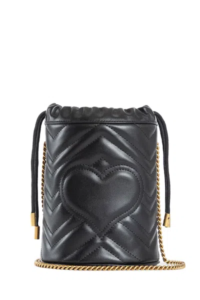 Gucci Gg Marmont Small Bucket Bag In Black
