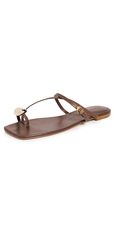 Schutz Elysa Flat Sandals Pecan Brown In Brown