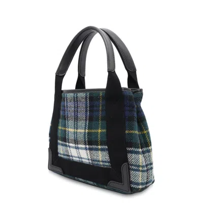 Pre-owned Balenciaga Black Green Wool Canvas Handbag Shoulder Bag ()