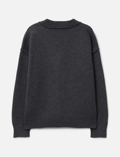 Ami Alexandre Mattiussi Ami Dark Grey Wool Cardigan In Black