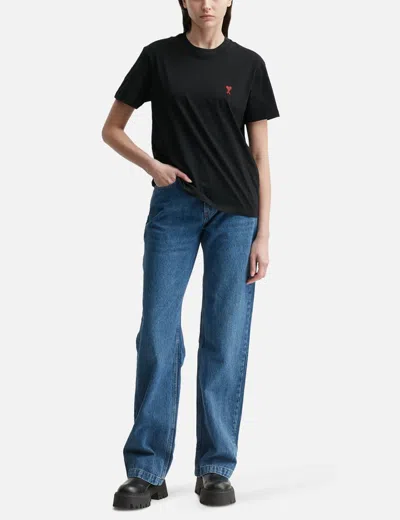 Ami Alexandre Mattiussi Ami De Coeur Black T-shirt In Black
