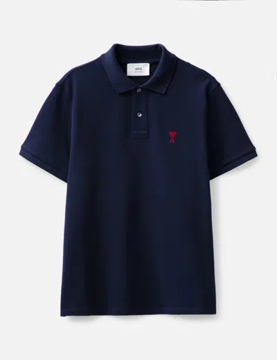 Ami Alexandre Mattiussi Ami Paris Ami Paris De Coeur Cotton Polo Shirt In Blue