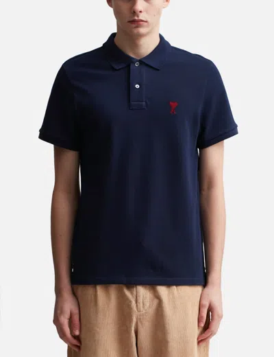 Ami Alexandre Mattiussi Ami Paris Ami Paris De Coeur Cotton Polo Shirt In Blue