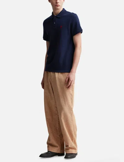 Ami Alexandre Mattiussi Ami Paris Ami Paris De Coeur Cotton Polo Shirt In Blue