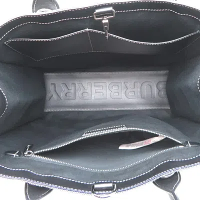 Pre-owned Burberry Gray Canvas Leather Tote Bag ()