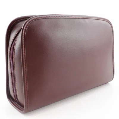Pre-owned Cartier Must Bordeaux Red Color Wine Red Leather Clutch Bag ()