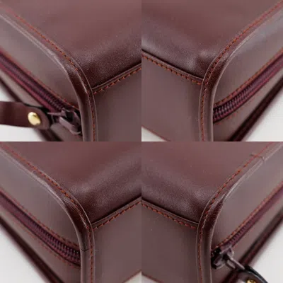 Pre-owned Cartier Must Bordeaux Red Color Wine Red Leather Clutch Bag ()