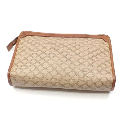 Pre-owned Celine Beige Brown Pvc Leather Clutch Bag ()