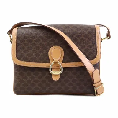 Pre-owned Celine Brown Coated Canvas Shoulder Bag ()