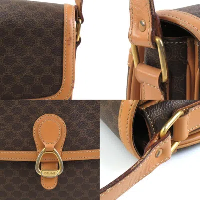 Pre-owned Celine Brown Coated Canvas Shoulder Bag ()