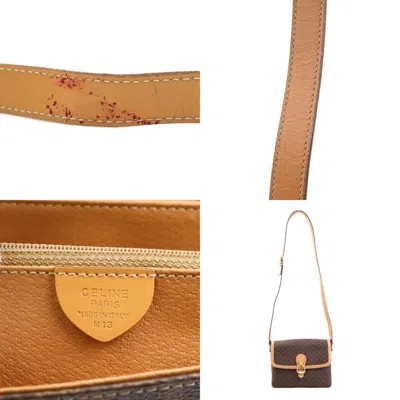 Pre-owned Celine Brown Coated Canvas Shoulder Bag ()