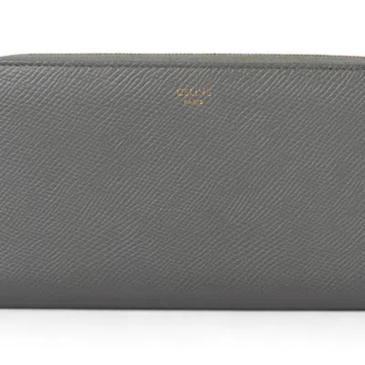 Pre-owned Celine Gray Leather Long Wallet (bi-fold) ()