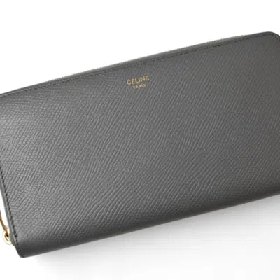 Pre-owned Celine Gray Leather Long Wallet (bi-fold) ()