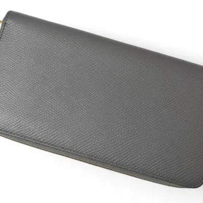 Pre-owned Celine Gray Leather Long Wallet (bi-fold) ()