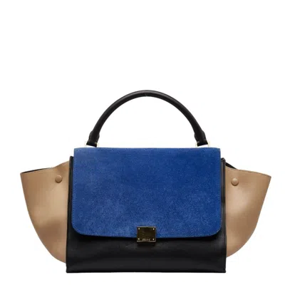 Pre-owned Celine Trapeze Beige Black Blue Leather Handbag Shoulder Bag ()
