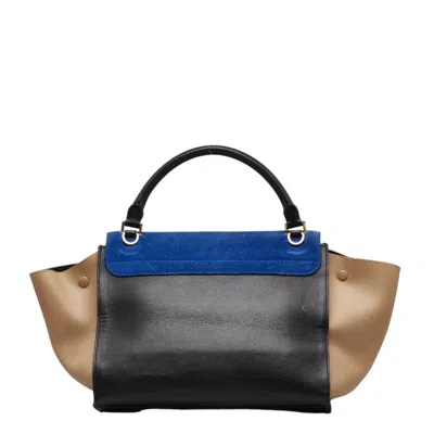 Pre-owned Celine Trapeze Beige Black Blue Leather Handbag Shoulder Bag ()