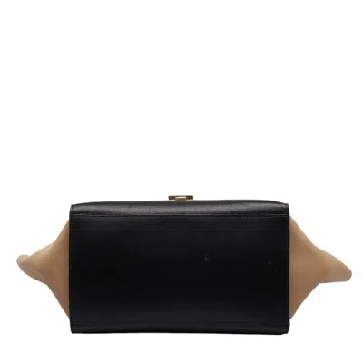 Pre-owned Celine Trapeze Beige Black Blue Leather Handbag Shoulder Bag ()