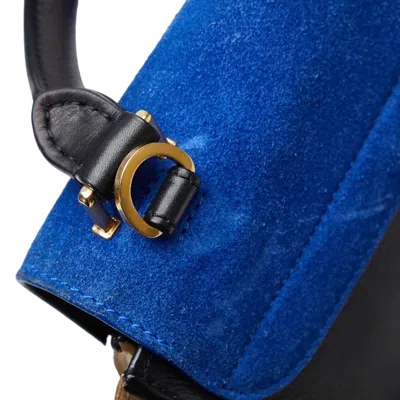 Pre-owned Celine Trapeze Beige Black Blue Leather Handbag Shoulder Bag ()