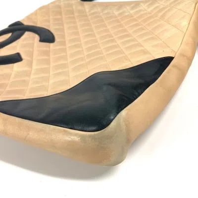 Pre-owned Chanel Beige Black Cambon Ligne Shoulder Bag ()