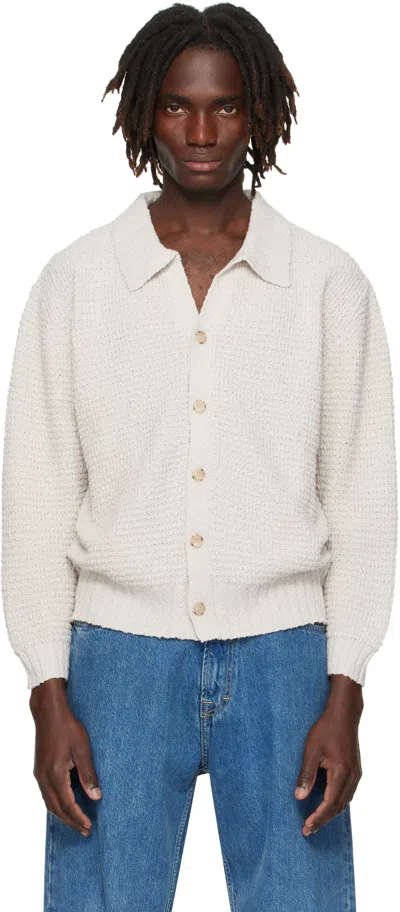 Commas Off-white Textured Knit Cardigan In White