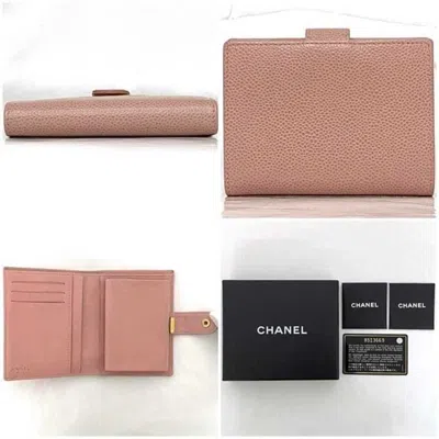 Pre-owned Chanel Pink Grained Calfskin Leather Wallet (bi-fold) ()