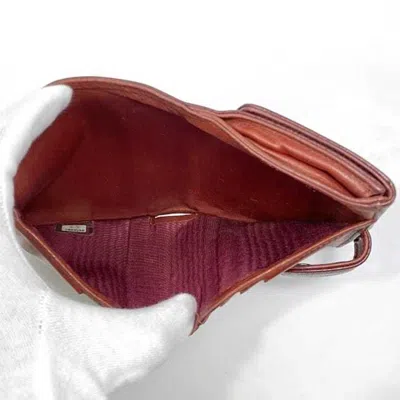 Pre-owned Chanel Red Color Grained Calfskin Leather Wallet (bi-fold) ()