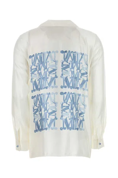 Max Mara Silk Monogram Shirt In White