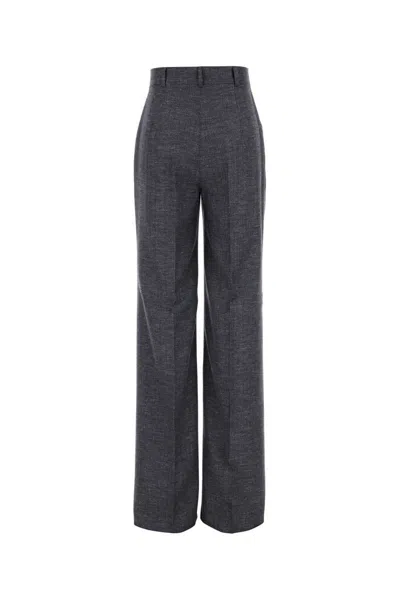 Max Mara Studio Melange Blue Wool Blend Eziana Pant In Multi