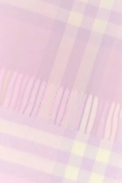 Burberry Cashmere Scarf With Fringed Ends And Embroidery In Pink