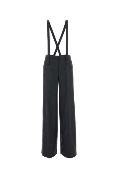 Pt Torino Dark Grey Stretch Cashmere Diana Pant In Black