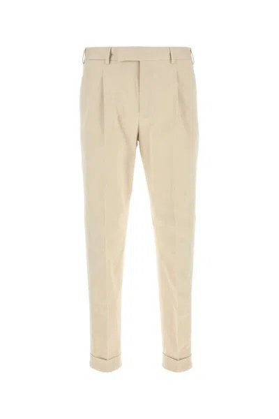 Pt Torino Beige Stretch-design Tapered Trousers In Neutral