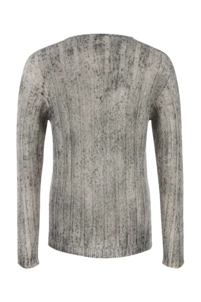 Giorgio Armani Melange Grey Mohair Blend Sweater In Gray