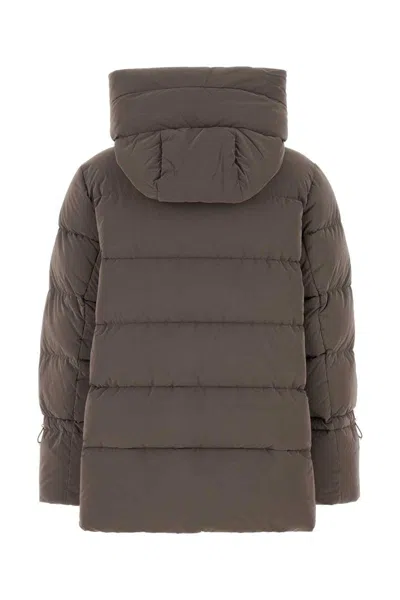 Moorer Hooded Puffer Jacket With Side Zip Pockets In Brown