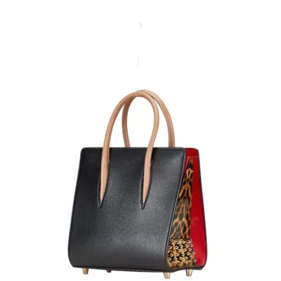 Pre-owned Christian Louboutin Black Multi-color Red Color Patent Leather Leather Handbag Shoulder Bag (pre-own