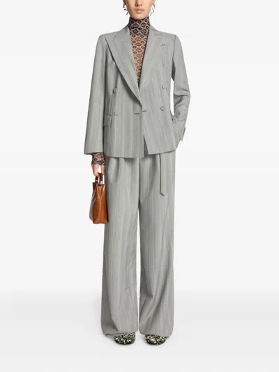 Dries Van Noten Double-breasted Herringbone Wool-blend Blazer In Gray